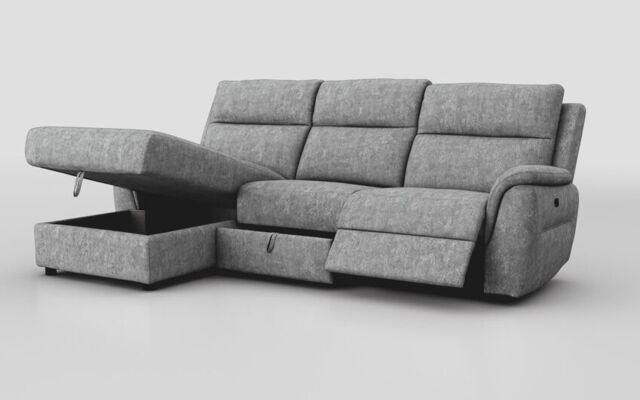 Sogliano 3 Seater Manual Recliner Sofa With Drawer & Left Hand Facing Storage Chaise  - poltronesofà at ScS