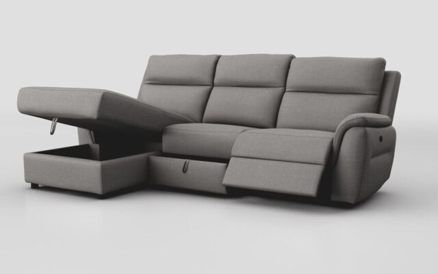 Sogliano 3 Seater Manual Recliner Sofa With Drawer & Left Hand Facing Storage Chaise - poltronesofà at ScS