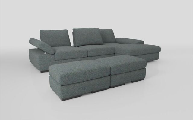 Savazza 4 Seater Sofa with Adjustable Back Rest Right Hand Facing Lounger & Two Ottoman Footstools - poltronesofà at ScS