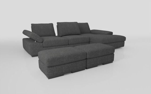 Savazza 4 Seater Sofa with Adjustable Back Rest Right Hand Facing Lounger & Two Ottoman Footstools - poltronesofà at ScS