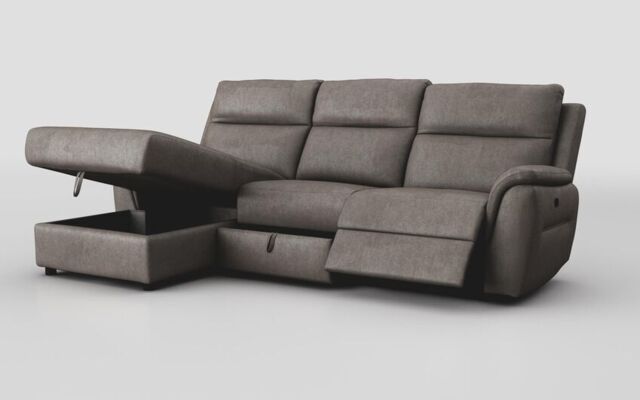 Sogliano 3 Seater Manual Recliner Sofa With Drawer & Left Hand Facing Storage Chaise - poltronesofà at ScS