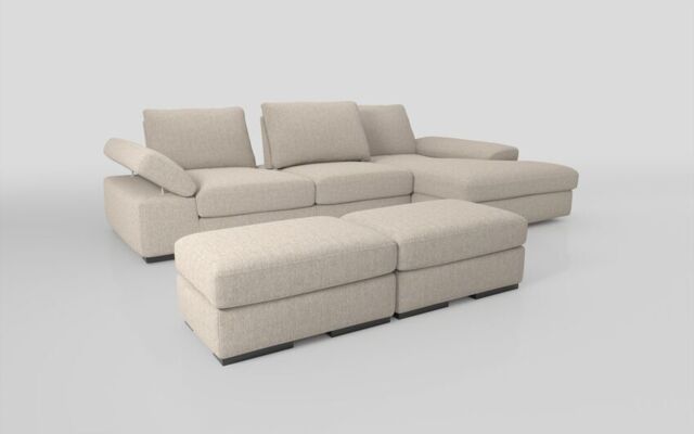 Savazza 4 Seater Sofa with Adjustable Back Rest Right Hand Facing Lounger & Two Ottoman Footstools - poltronesofà at ScS