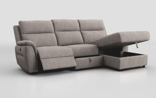 Sogliano 3 Seater Manual Recliner Sofa With Drawer & Right Hand Facing Storage Chaise - poltronesofà at ScS