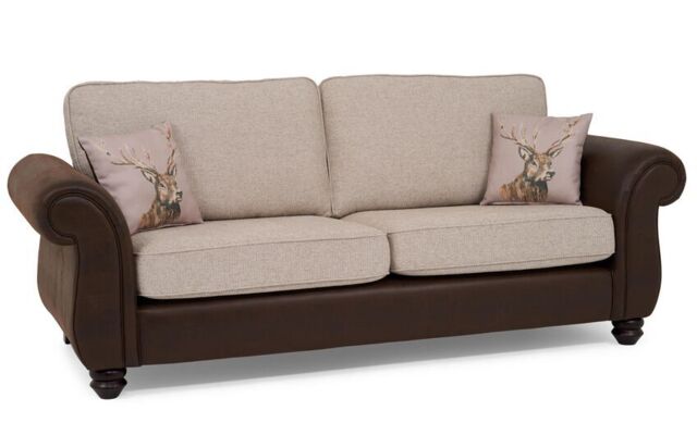 ScS Living Brown Amble Fabric 3 Seater Standard Back Sofa