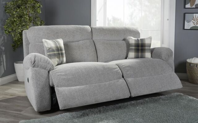 ScS Living Cloud Fabric 3 Seater Power Recliner Sofa