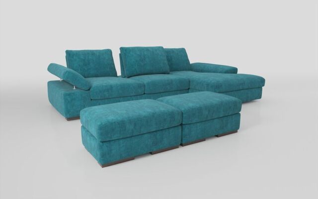 Savazza 4 Seater Sofa with Adjustable Back Rest Right Hand Facing Lounger & Two Ottoman Footstools - poltronesofà at ScS