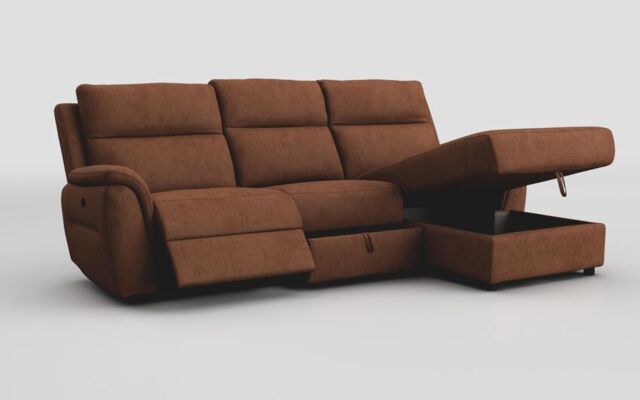 Sogliano 3 Seater Manual Recliner Sofa With Drawer & Right Hand Facing Storage Chaise - poltronesofà at ScS