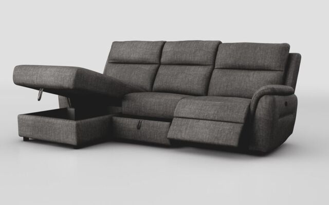 Sogliano 3 Seater Manual Recliner Sofa With Drawer & Left Hand Facing Storage Chaise - poltronesofà at ScS