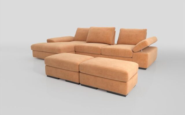 Savazza 4 Seater Sofa with Left Hand Facing Lounger & Two Ottoman Footstools - poltronesofà at ScS