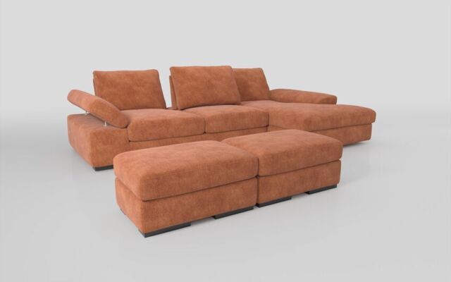Savazza 4 Seater Sofa with Adjustable Back Rest Right Hand Facing Lounger & Two Ottoman Footstools - poltronesofà at ScS