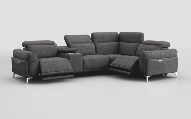 Gattolino 1 Corner 2 Power Recliner Sofa with Manual Head Tilt & Console - poltronesofà at ScS