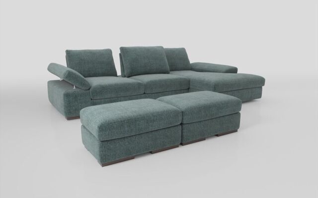 Savazza 4 Seater Sofa with Adjustable Back Rest Right Hand Facing Lounger & Two Ottoman Footstools - poltronesofà at ScS