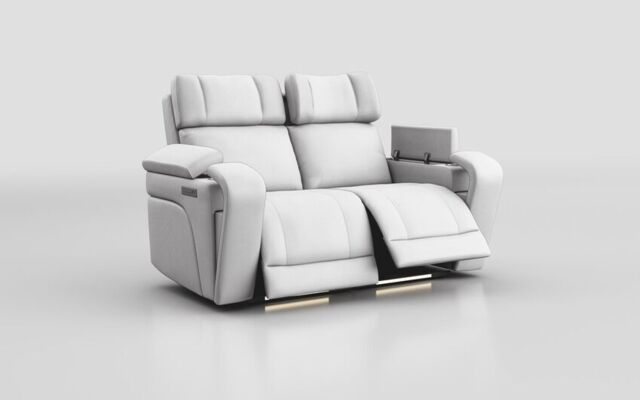 Adstock 2 Seater Power Recliner Sofa with Power Head Tilt, Lumbar, Massage, Audio, Heat & LED Lights - poltronesofà at ScS