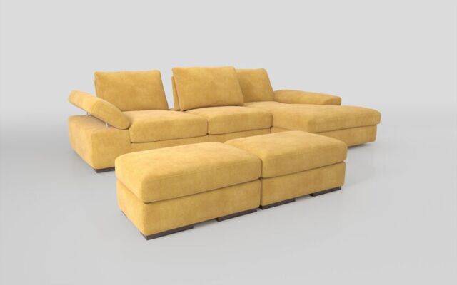 Savazza 4 Seater Sofa with Adjustable Back Rest Right Hand Facing Lounger & Two Ottoman Footstools  - poltronesofà at ScS