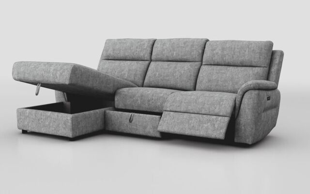 Sogliano 3 Seater Power Recliner Sofa With Drawer & Left Hand Facing Storage Chaise - poltronesofà at ScS