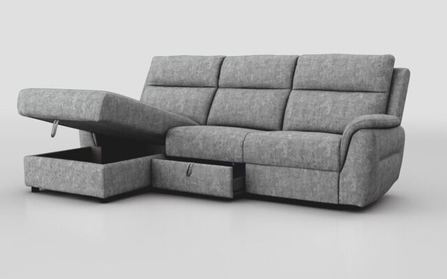 Sogliano 3 Seater Sofa With Drawer & Left Hand Facing Storage Chaise  - poltronesofà at ScS