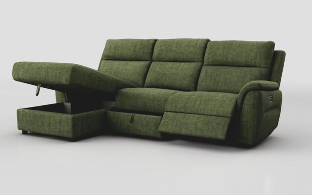 Sogliano 3 Seater Power Recliner Sofa With Drawer & Left Hand Facing Storage Chaise - poltronesofà at ScS