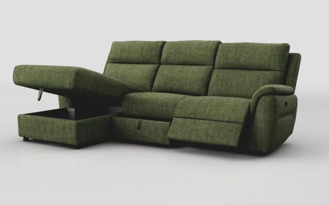 Sogliano 3 Seater Manual Recliner Sofa With Drawer & Left Hand Facing Storage Chaise  - poltronesofà at ScS
