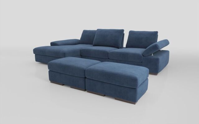 Savazza 4 Seater Sofa with Left Hand Facing Lounger & Two Ottoman Footstools - poltronesofà at ScS
