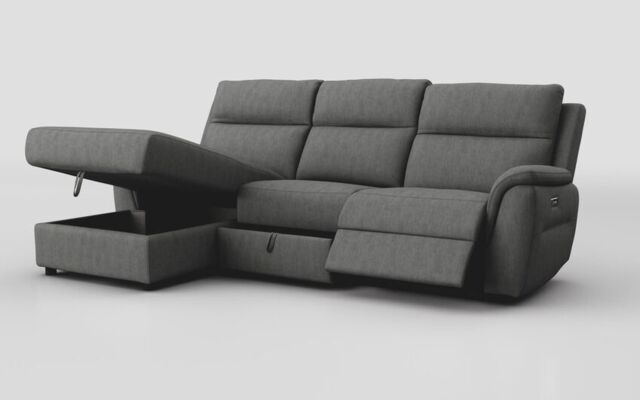 Sogliano 3 Seater Power Recliner Sofa With Drawer & Left Hand Facing Storage Chaise  - poltronesofà at ScS