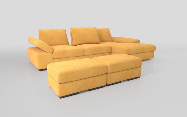 Savazza 4 Seater Sofa with Adjustable Back Rest Right Hand Facing Lounger & Two Ottoman Footstools  - poltronesofà at ScS