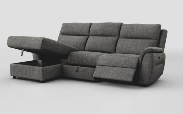 Sogliano 3 Seater Manual Recliner Sofa With Drawer & Left Hand Facing Storage Chaise  - poltronesofà at ScS