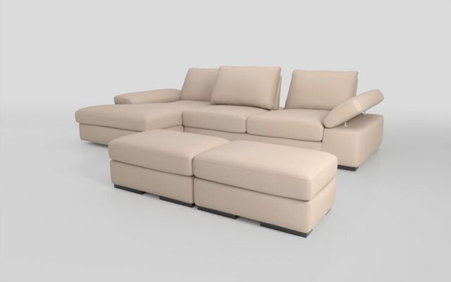 Savazza 4 Seater Sofa with Left Hand Facing Lounger & Two Ottoman Footstools - poltronesofà at ScS