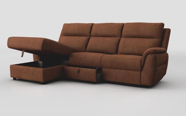 Sogliano 3 Seater Sofa With Drawer & Left Hand Facing Storage Chaise  - poltronesofà at ScS