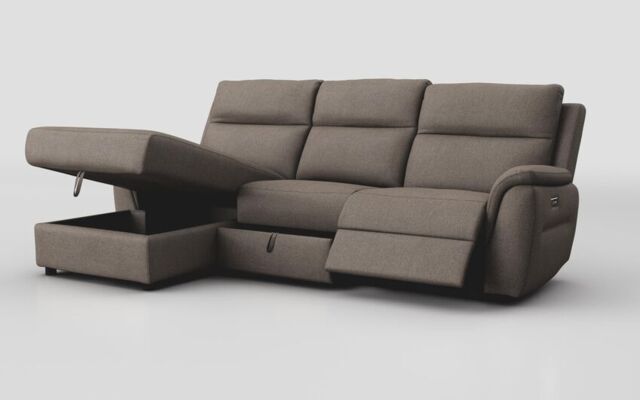 Sogliano 3 Seater Power Recliner Sofa With Drawer & Left Hand Facing Storage Chaise - poltronesofà at ScS