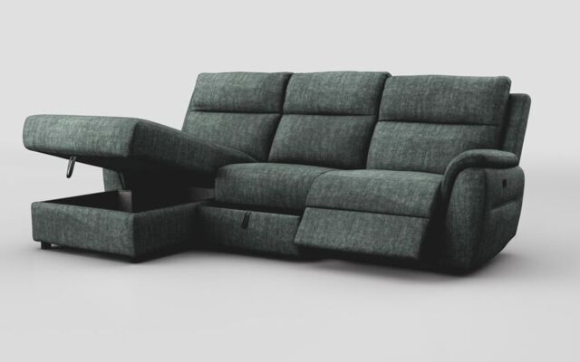 Sogliano 3 Seater Manual Recliner Sofa With Drawer & Left Hand Facing Storage Chaise - poltronesofà at ScS