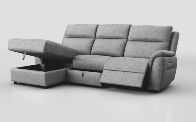 Sogliano 3 Seater Power Recliner Sofa With Drawer & Left Hand Facing Storage Chaise - poltronesofà at ScS