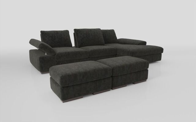 Savazza 4 Seater Sofa with Adjustable Back Rest Right Hand Facing Lounger & Two Ottoman Footstools - poltronesofà at ScS