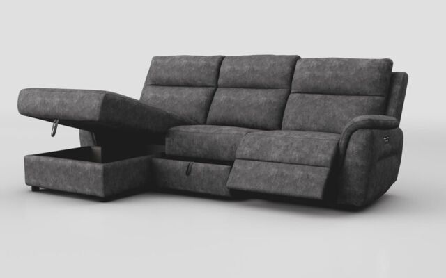 Sogliano 3 Seater Power Recliner Sofa With Drawer & Left Hand Facing Storage Chaise - poltronesofà at ScS