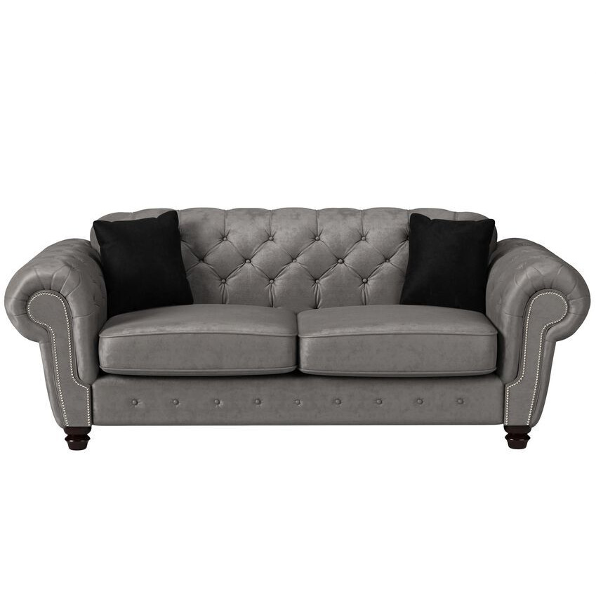 ScS Signature Grey Fabric Chelsea Velvet 3 Seater Sofa