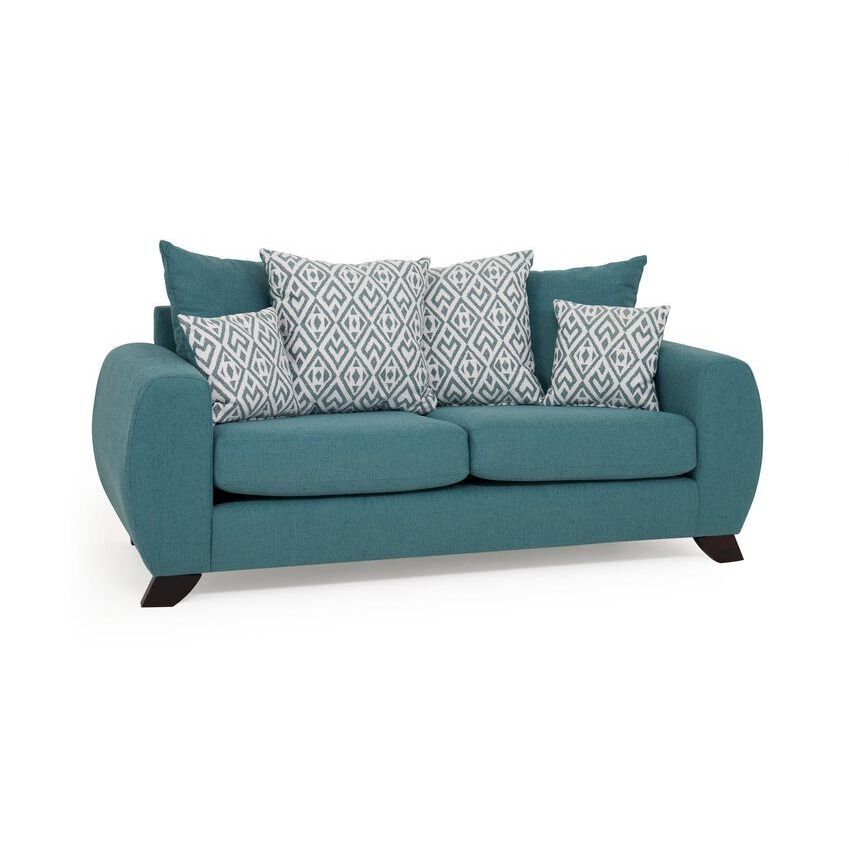 ScS Living Blue Aspen Fabric 3 Seater Scatter Back Sofa