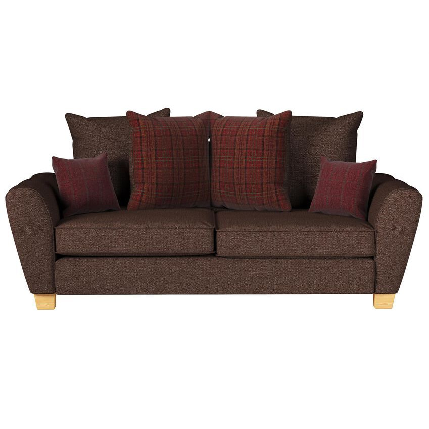 ScS Living Brown Theo Fabric 3 Seater Scatter Back Sofa