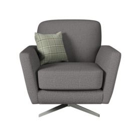 ScS Living Grey Theo Fabric Plain Swivel Chair