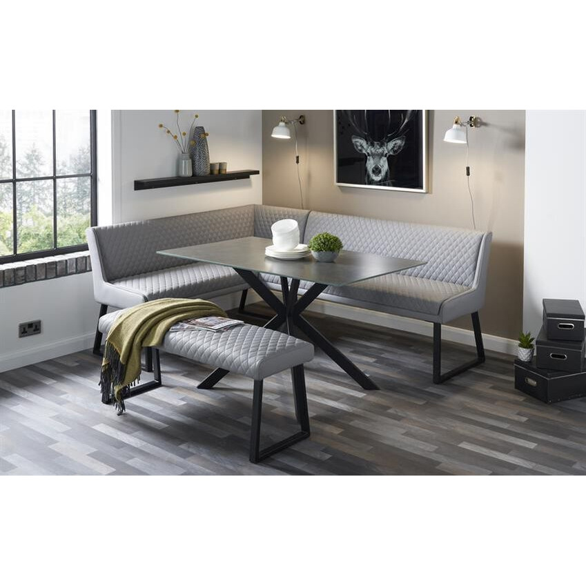 Endurance Kristo Grey Dining Set - Glass Table and Leather Benches