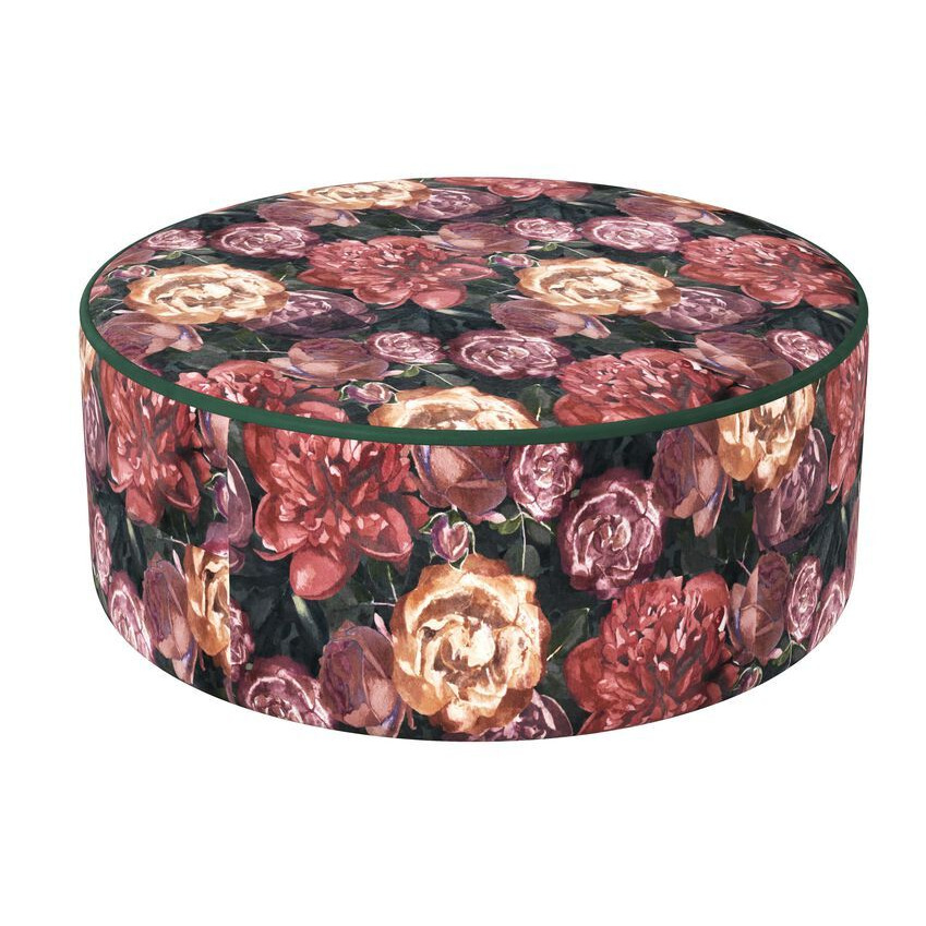 Bloom Round Patterned Footstool