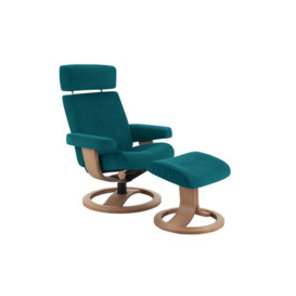 G Plan Green Belsay Fabric Swivel Chair and Footstool