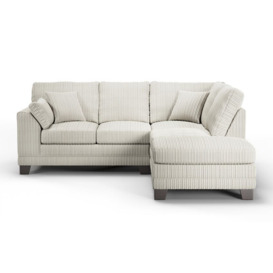 ScS Living White Fabric Phoebe Jumbo Cord 2 Corner 1 Right Hand Facing Chaise Sofa