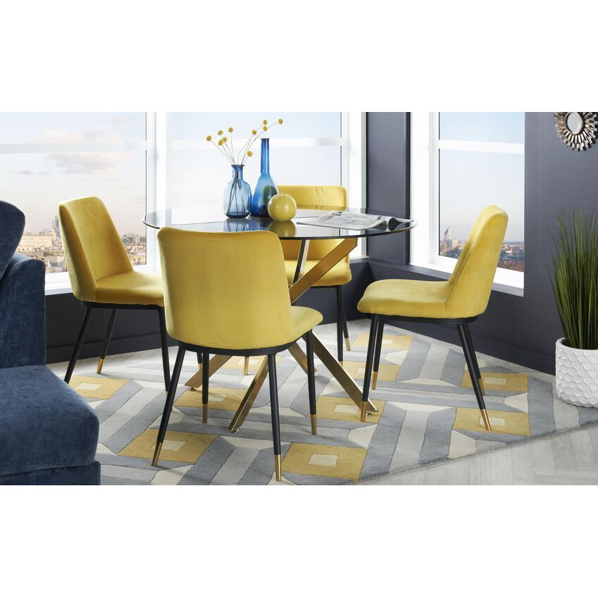 ScS Living Montero Bistro Dining Table & 4 Mustard Chairs