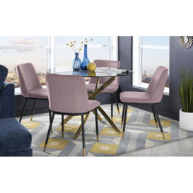 ScS Living Montero Bistro Dining Table & 4 Dusky Pink Chairs