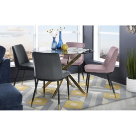 ScS Living Montero Bistro Dining Table, 2 Grey Chairs & 2 Dusky Pink Chairs