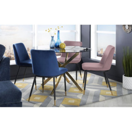 ScS Living Montero Bistro Dining Table, 2 Blue Chairs & 2 Dusky Pink Chairs