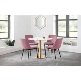 ScS Living Brompton Round Pedestal Dining Table & 4 Dusky Pink Chairs