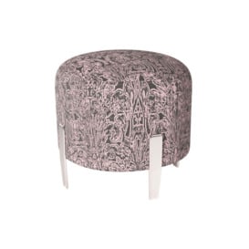 Pink LLB Regency Fabric Small Round Footstool