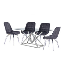 ScS Signature Astra 1.8m Dining Table & 4 Dark Grey Swivel Chairs