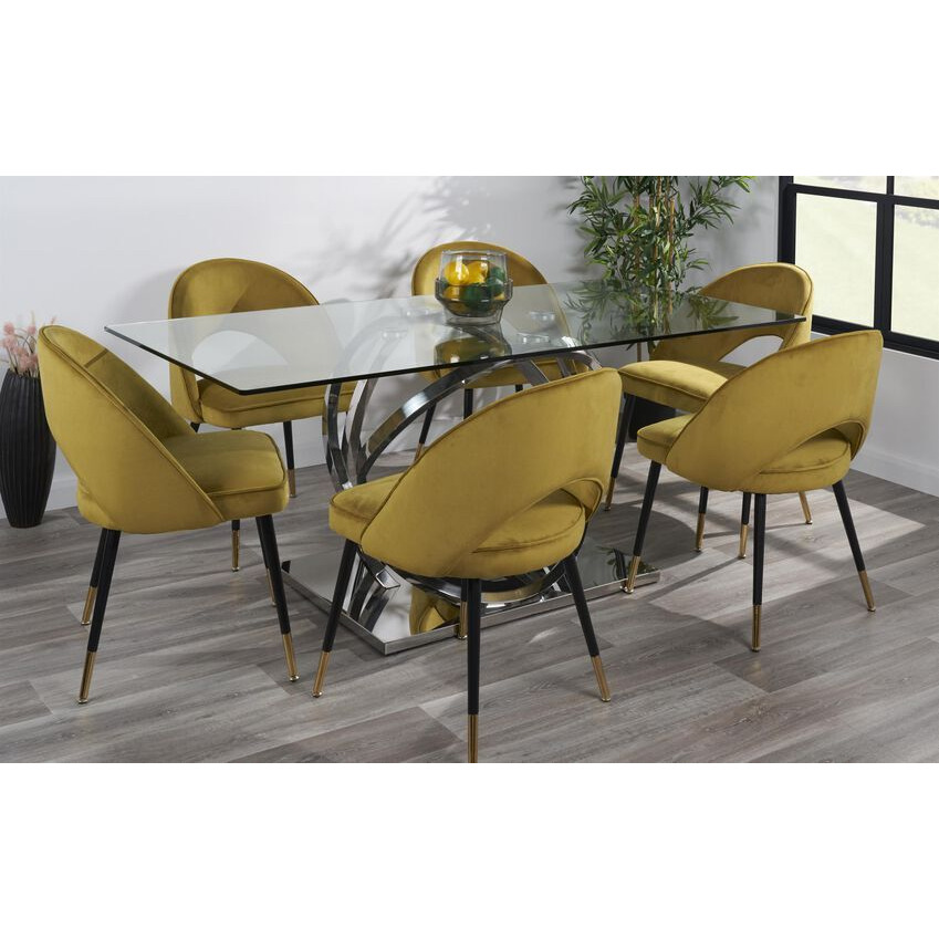 ScS Signature Elsa 1.8m Rectangular Dining Table & 6 Mustard Chairs