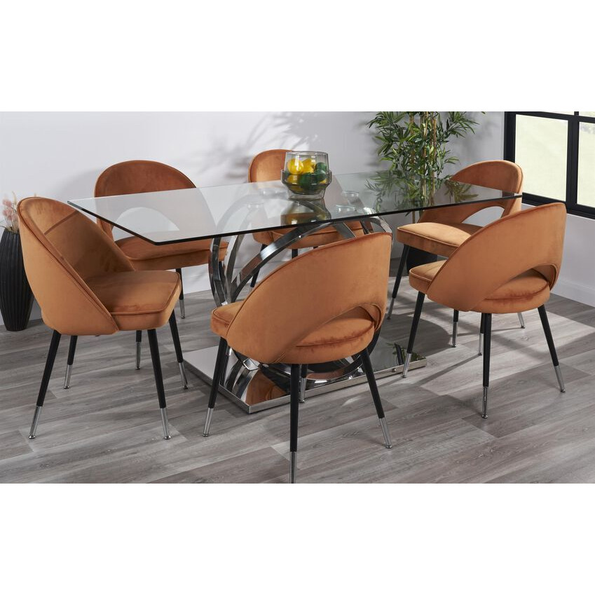 ScS Signature Elsa 1.8m Rectangular Dining Table & 6 Orange Chairs